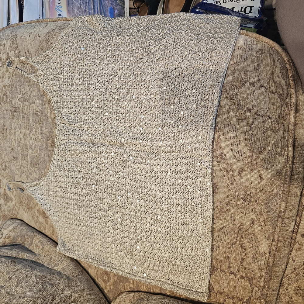 Ellen Tracy Silver Sequin Sleeveless Tank Top